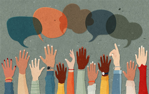 raising hands vector | mixed use community